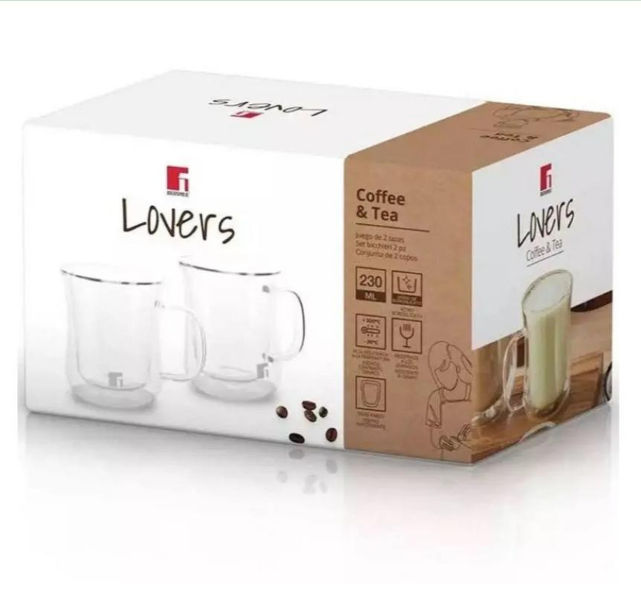  Набір склянних чашок Bergner Coffee & tea lovers, 230 мл, 2 шт (BG-20115-MM) 